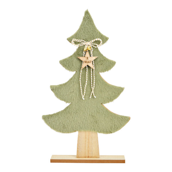 Soporte para árbol de Navidad con acabado de piel sintética, fabricado en madera, poliéster verde (ancho/alto/profundidad) 23 x 39 x 5 cm