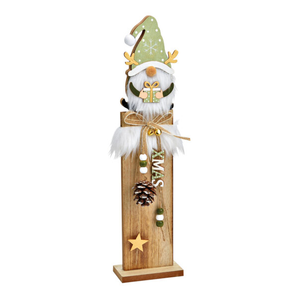 Soporte de madera para gnomos verde (ancho/alto/profundidad) 9 x 37 x 5 cm