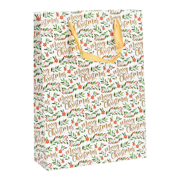 Bolsa de regalo con hojas de papel o cartón de colores (ancho x alto x profundidad) 25 x 34 x 2 cm.