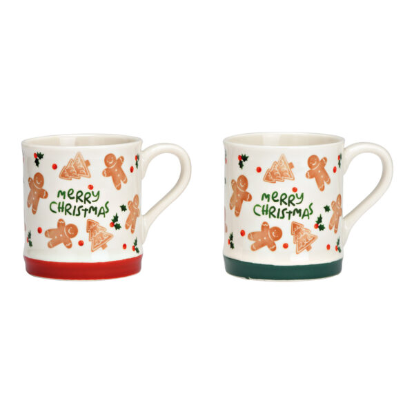 Taza de jengibre, Feliz Navidad de porcelana verde, roja, 2 compartimentos, (ancho/alto/profundidad) 13 x 10 x 8 cm, 350 ml