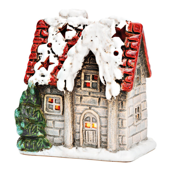 Faro de viento de gres con nieve de colores (ancho/alto/profundidad) 13 x 15 x 10 cm