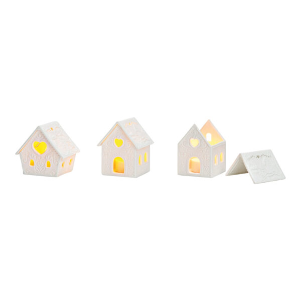 Faro, apto únicamente para velas de té LED, de porcelana blanca, 2 luces, (an./al./pr.) 8 x 9 x 6 cm