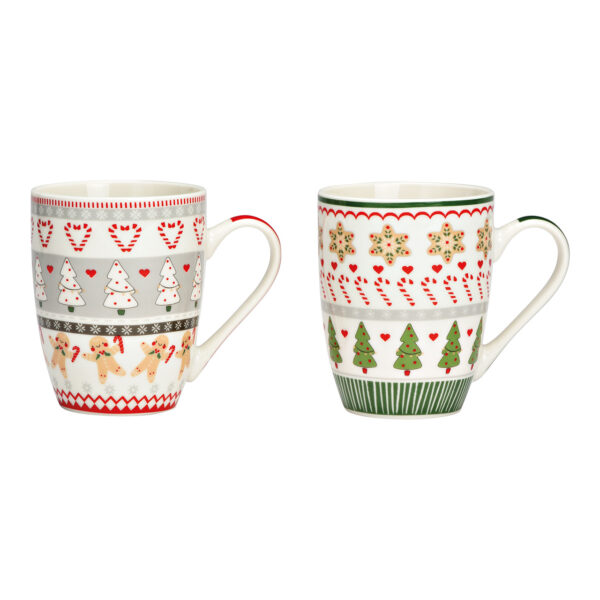 Taza motivos navideños de porcelana blanca, 2 compartimentos, (ancho/alto/fondo) 12x10x8cm 340ml