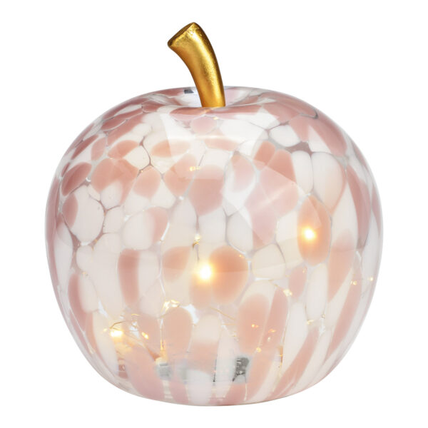 Manzana con 30 LED con temporizador 16/8 de cristal rosa/rosa (An./Al./Pr.) 22x24x22cm, sin 3 pilas AA