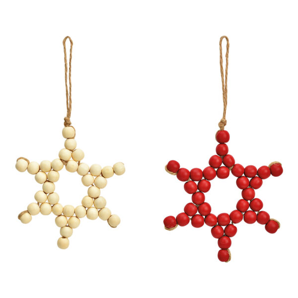 Para colgar estrella de madera roja, blanca, 2 surtido, (An./Al./Pr.) 13x12x1cm