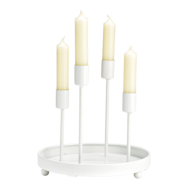 Corona de Adviento, portavelas de metal blanco (An./Al./Pr.) 20x20x20cm