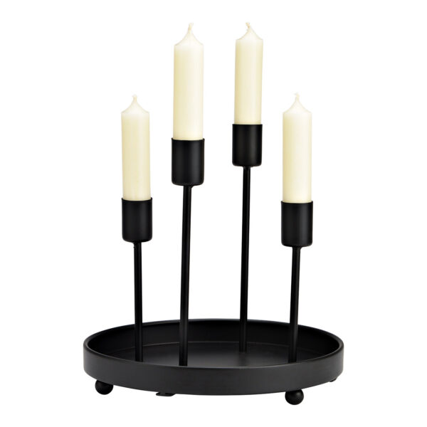 Corona de Adviento, portavelas de metal negro (An./Al./Pr.) 20x20x20cm