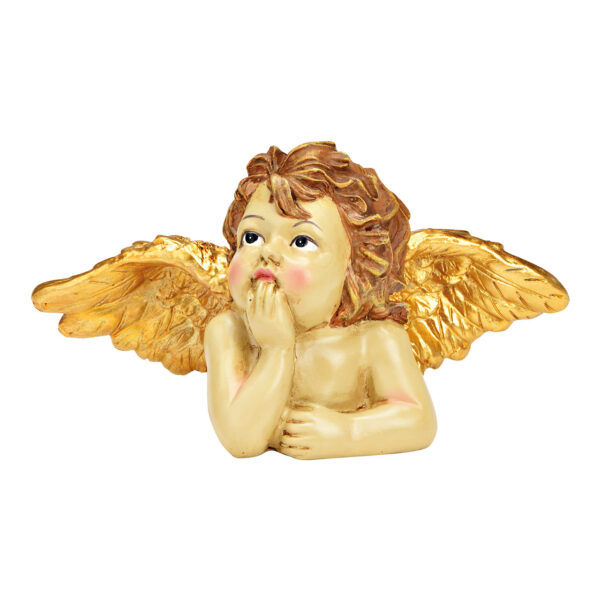 Cabeza de ángel de poli oro (An./Al./Pr.) 17x10x6cm