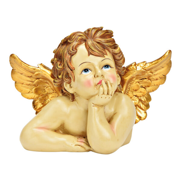 Cabeza de ángel de poli oro (An./Al./Pr.) 24x16x12cm