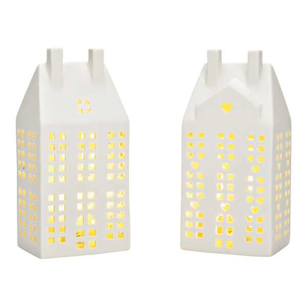 Faro mate con LED, exclusivo 3xLR44 de cerámica blanca de 2 hojas, (An./Al./Pr.) 10x22x8cm