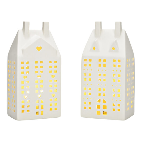 Faro mate con LED, exclusivo 3xLR44 de cerámica blanca de 2 luces, (An./Al./Pr.) 13x28x10cm