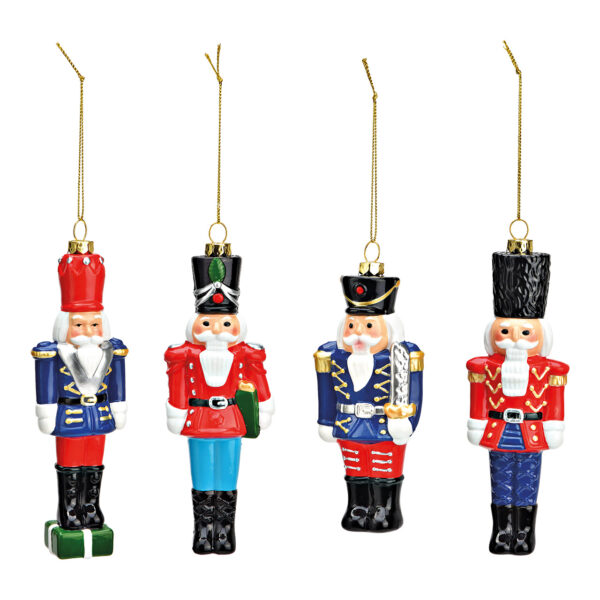 Cascanueces colgante de Navidad de plástico colorido cuádruple, (An/Al/Pr) 6x16x3cm