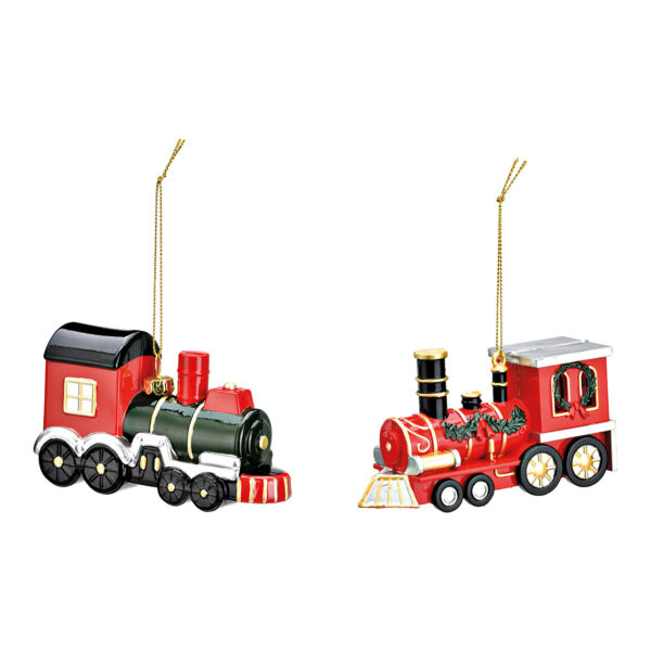 Para colgar navideña de plástico con forma de locomotora, de colores, doble pliegue, (ancho/alto/profundidad) 12 x 6 x 4 cm