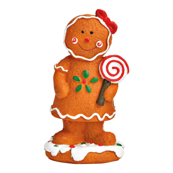 Figura de jengibre niña hecha en poli marrón (An./Al./Pr.) 6x11x5cm