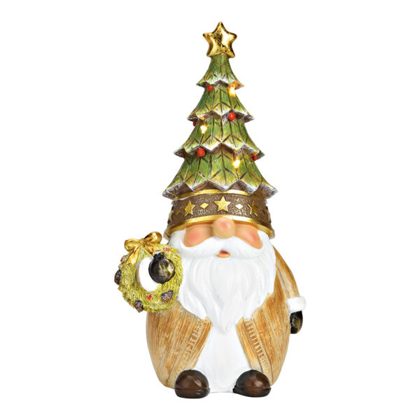 Elfo, gorro de árbol de Navidad con LED y guirnalda de policolor (An./Al./Pr.) 13x26x11cm, sin 2 pilas AAA