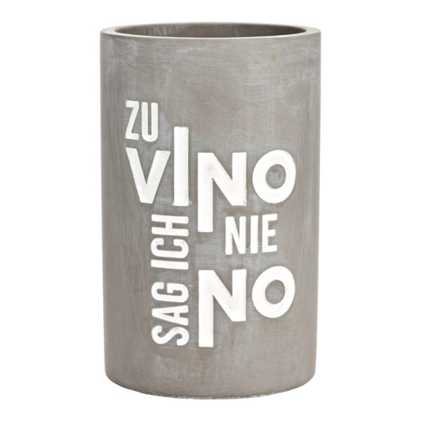 Enfriador de vino, ZU VINO SAG ICH NIE NO, de cemento gris (An./Al./Pr.) 13x21x13cm