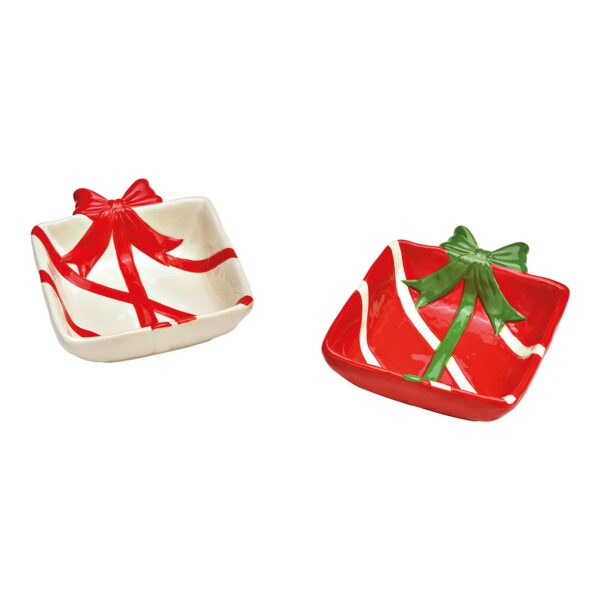 Cuenco regalo decoración cerámica rojo 2 compartimentos (ancho/alto/profundidad) 14 x 5 x 17 cm