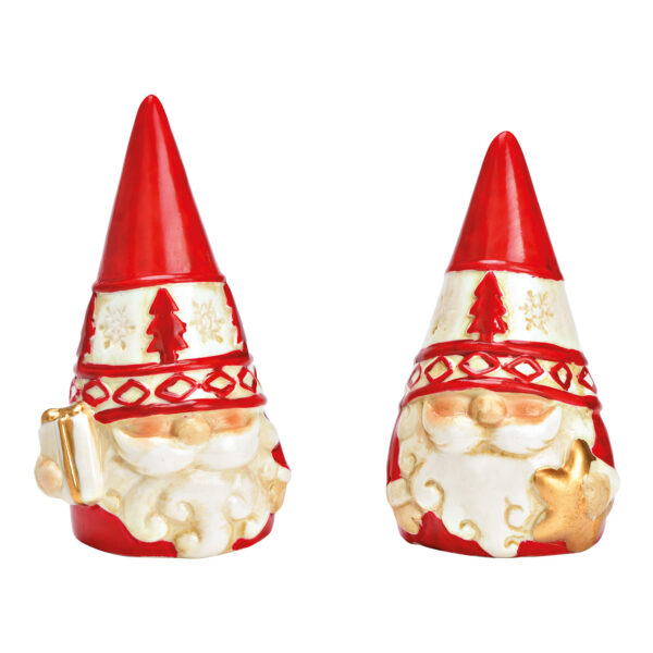 Papá Noel de porcelana roja, doble cara, (ancho/alto/profundidad) 6 x 11 x 6 cm