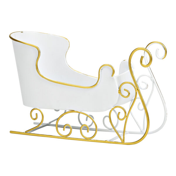 Trineo de metal blanco (An./Al./Pr.) 25x16x12cm