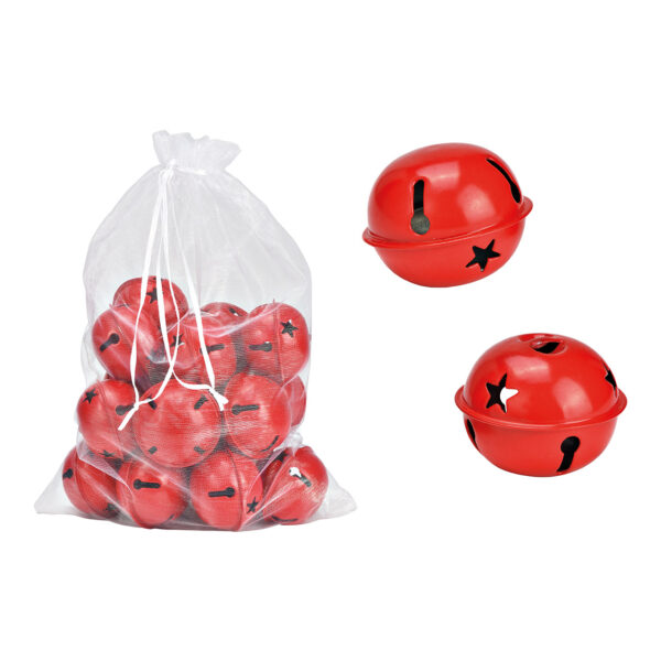 Juego de campanas, 5x4x5cm, juego de 18, fabricadas en metal rojo (An./Al./Pr.) 15x9x15cm