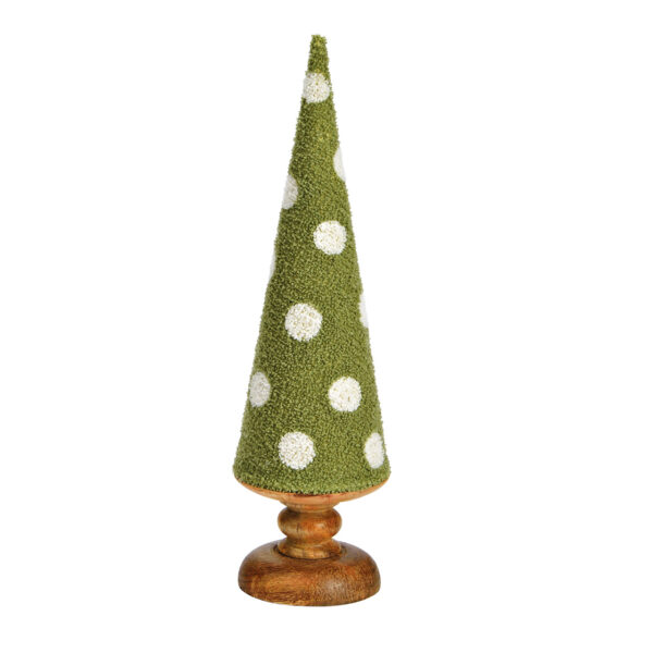 Soporte para árbol de Navidad de madera de mango, tejido verde (ancho/alto/profundidad) 11 x 40 x 11 cm