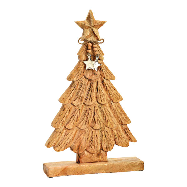 Soporte para árbol de Navidad de madera de mango marrón (ancho/alto/profundidad) 25 x 41 x 6 cm