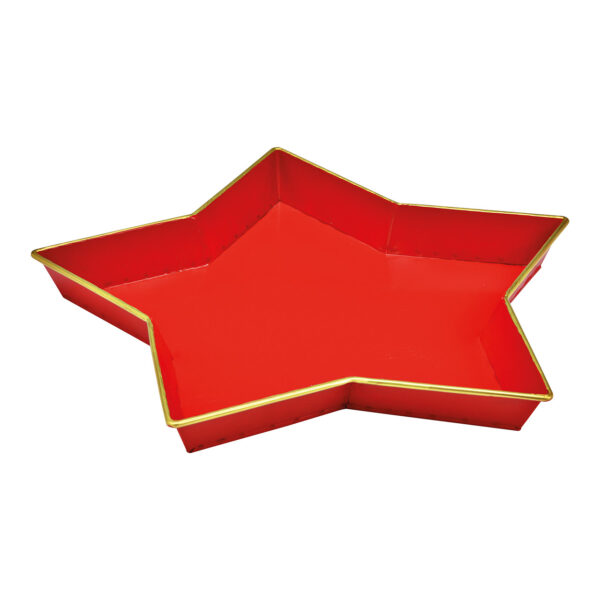 Plato decorativo en forma de estrella, fabricado en metal rojo (An./Al./Pr.) 31x3x31cm