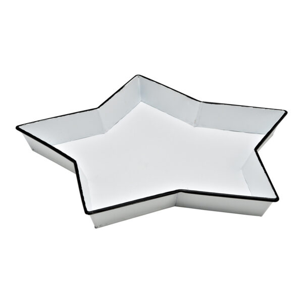 Plato decorativo en forma de estrella, fabricado en metal blanco (An./Al./Pr.) 31x3x31cm