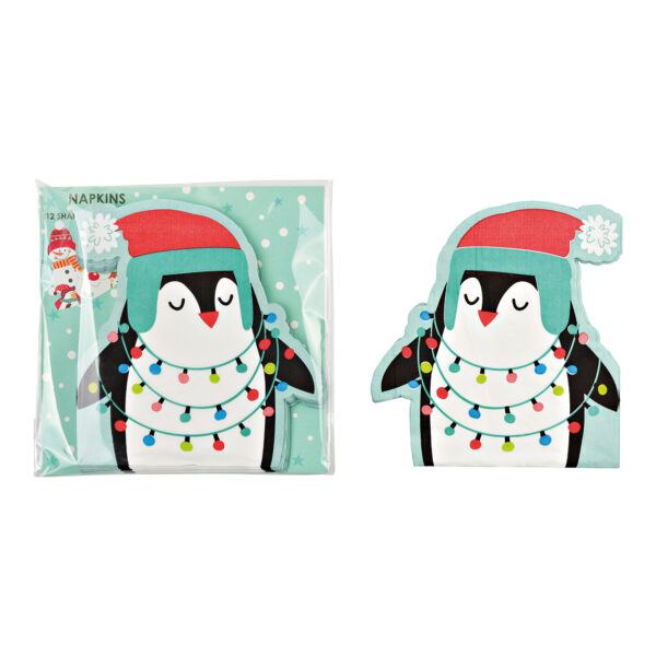 Servilletas 12 unidades 3 capas pingüino, Navidad de papel/cartón de colores (An./Al.) 33x33cm