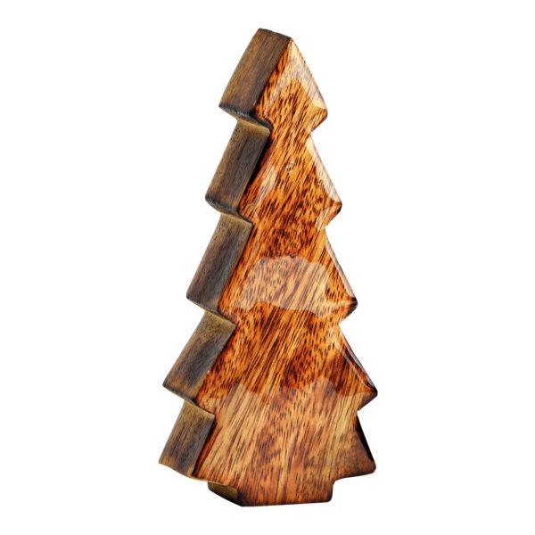 Árbol de abeto de madera de mango brillante de color marrón (ancho/alto/profundidad) 6 x 16 x 4 cm