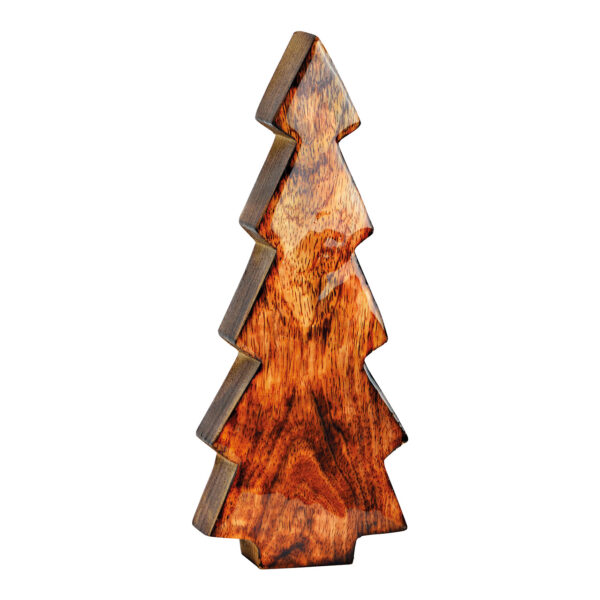 Árbol de abeto de madera de mango brillante de color marrón (ancho/alto/profundidad) 9 x 25 x 4 cm