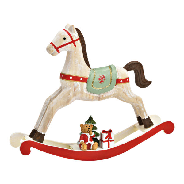 Caballo balancín de madera, colorido (An./Al./Pr.) 21x18x4cm