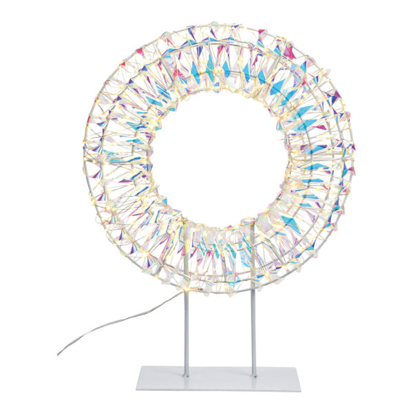 Guirnalda luminosa de exhibición sobre base de metal 400 LED micro cálidos, adaptador IP44, 4,5 V plástico blanco iridiscente (An/Al/Pr) 33x44x11cm