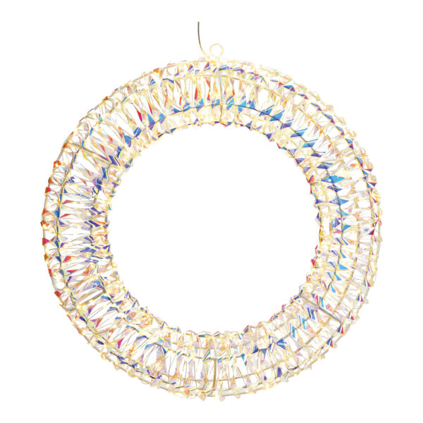 Guirnalda de luces 600 LED con temporizador 6/18, IP44 Transformador, 4,5V, 6Watt fabricada en plástico blanco iridiscente Ø50cm