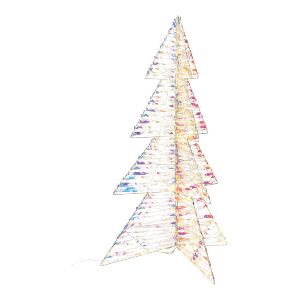 Árbol de Navidad iluminado 720 LED con temporizador 6/18H, blanco cálido, adaptador IP44, 24V 6W de plástico blanco iridiscente (An/Al/Pr) 52x98x52cm