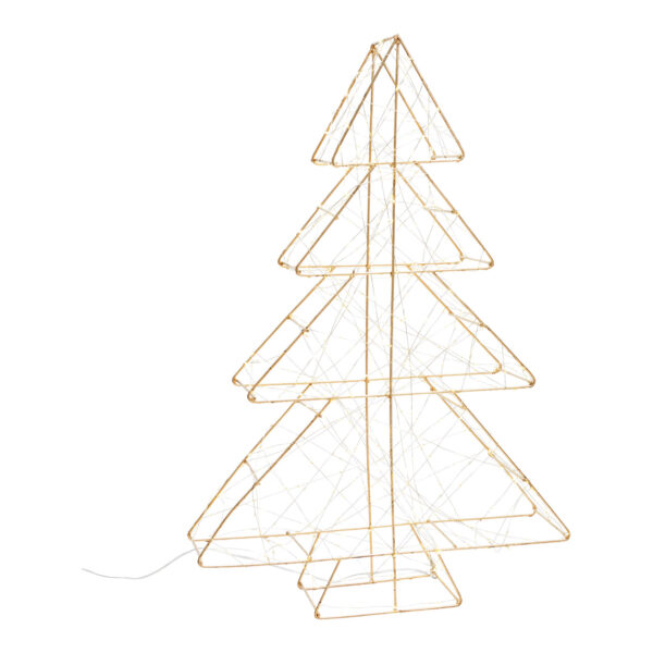 Árbol de Navidad iluminado 500 LED con temporizador 6/18H, blanco cálido, adaptador IP44, 4,5V 6W de plástico champán (An/Al/Pr) 41x61x11cm