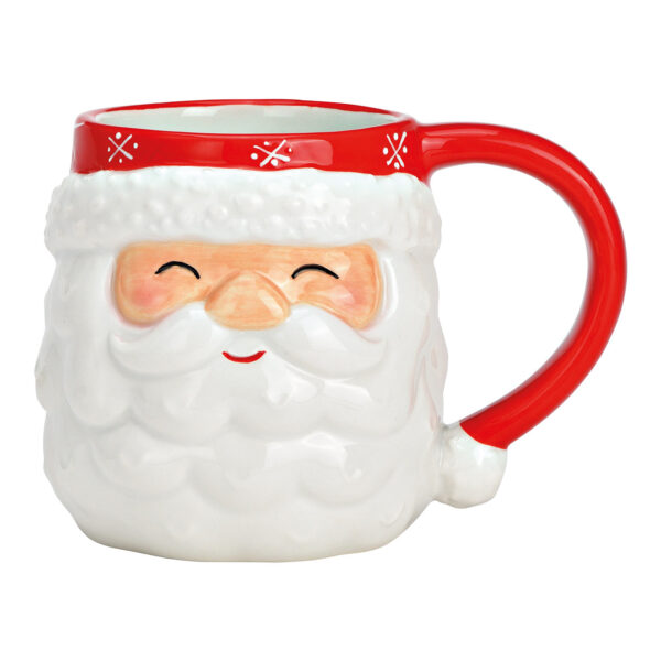 Taza Papá Noel decoración 3D cerámica roja (An./Al./Pr.) 400 ml