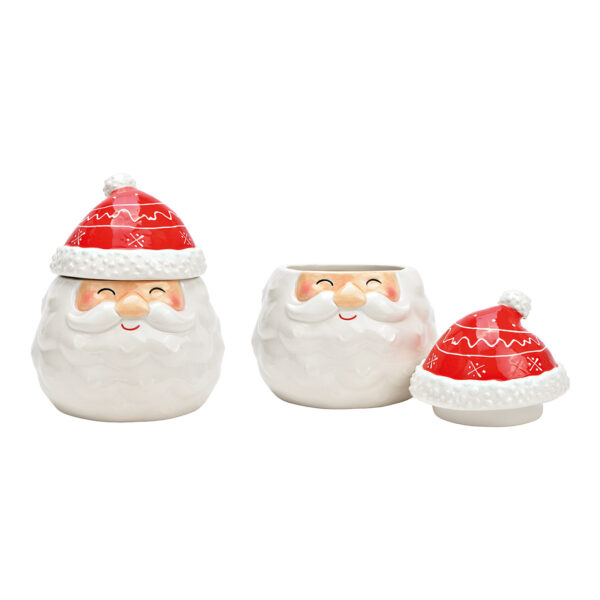Tarro Papá Noel decoración 3D de cerámica roja (An./Al./Pr.) 13x16x13cm
