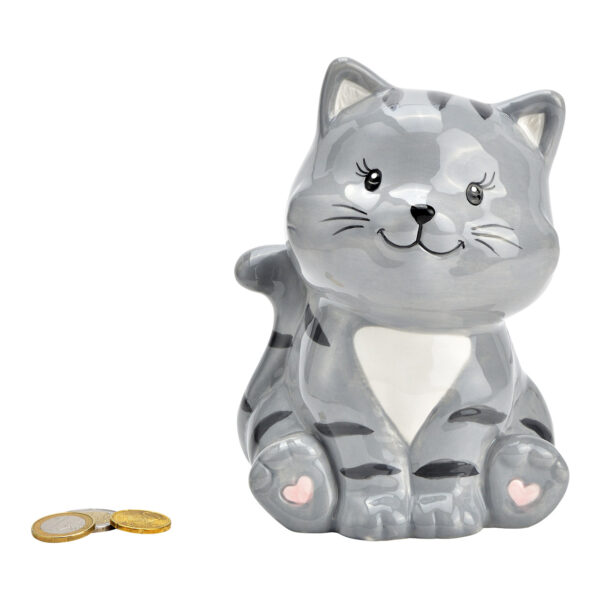 Hucha de cerámica con forma de gato gris (An./Al./Pr.) 12x16x10cm