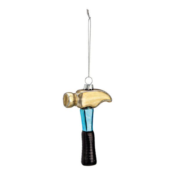 Martillo para colgar en Navidad de cristal de colores (An./Al./Pr.) 7x11x2cm