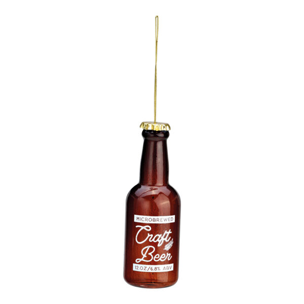 Para colgar navideña de cerveza de cristal marrón (An./Al./Pr.) 4x13x4cm