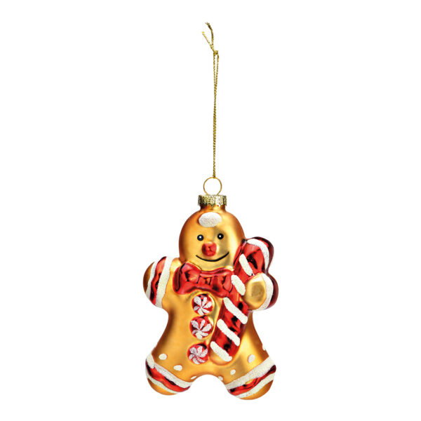 Figura de jengibre para colgar en Navidad, de cristal marrón (ancho x alto x profundidad): 8 x 12 x 3 cm