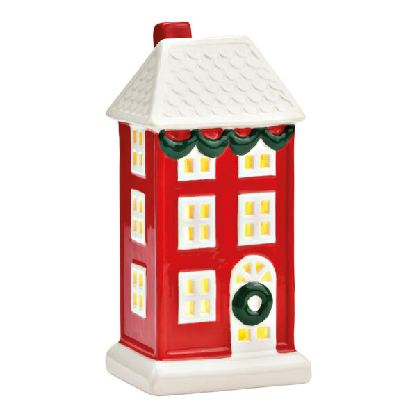 Casa con LED, excluyendo 2xLR44 de cerámica roja (An./Al./Pr.) 8x18x6cm