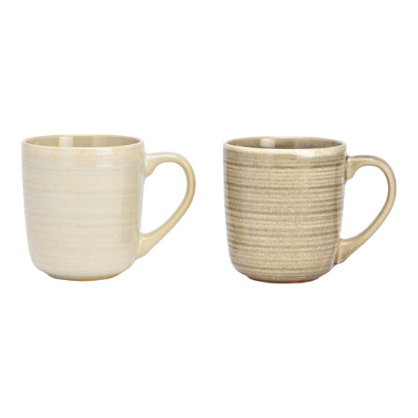 Taza de cerámica beige, marrón, 2 compartimentos, (ancho/alto/profundidad) 13 x 11 x 9 cm, 415 ml