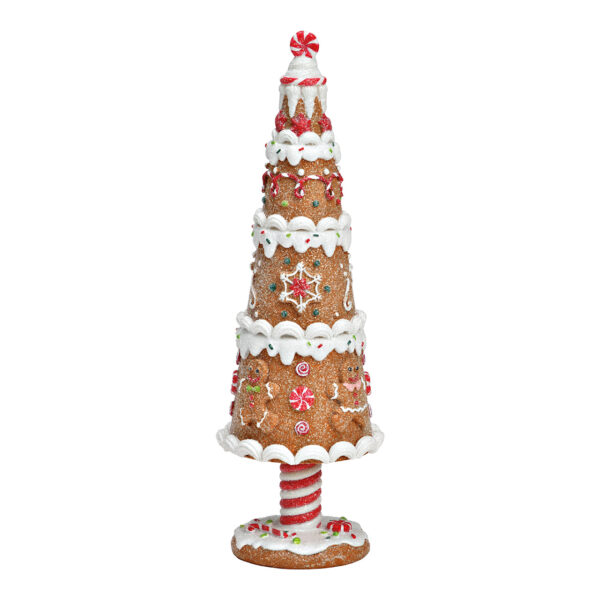Adorno de árbol de Navidad de pan de jengibre de poliéster marrón, rojo, blanco (ancho x alto x profundidad) 8 x 25 x 8 cm