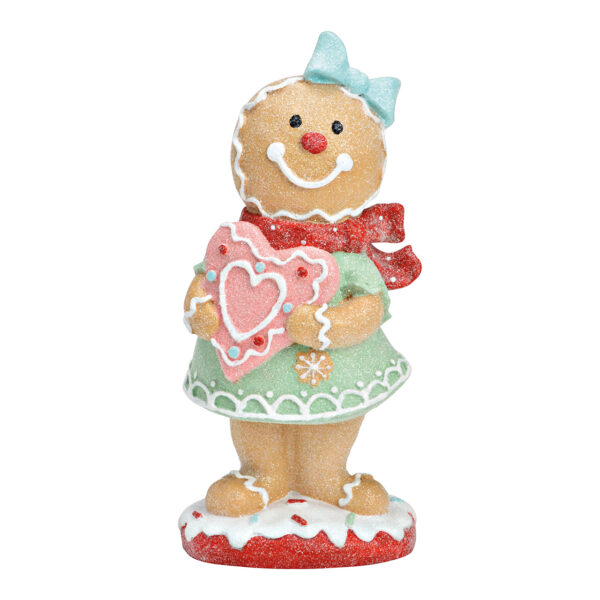 Figura de jengibre menta, rosa hecha de poli colorido (An./Al./Pr.) 10x23x8cm