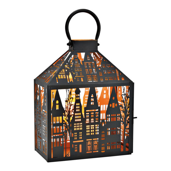 Farol de metal para casa adosada, color negro (ancho, alto y profundidad): 25 x 32 x 14 cm