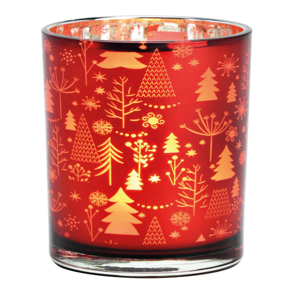 Decoración de abeto con forma de ventisquero de cristal rojo (ancho, alto y profundidad) 7 x 8 x 7 cm