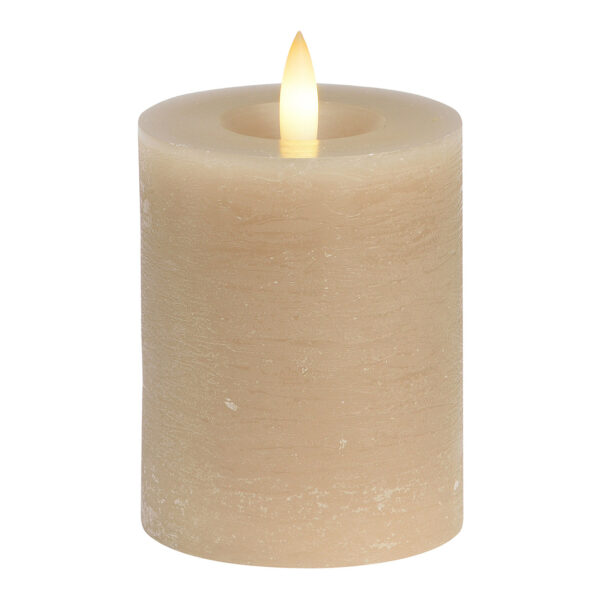 Vela LED beige, luz parpadeante, exclusiva 2xAAA de cera (An./Al./Pr.) 7x9x7cm