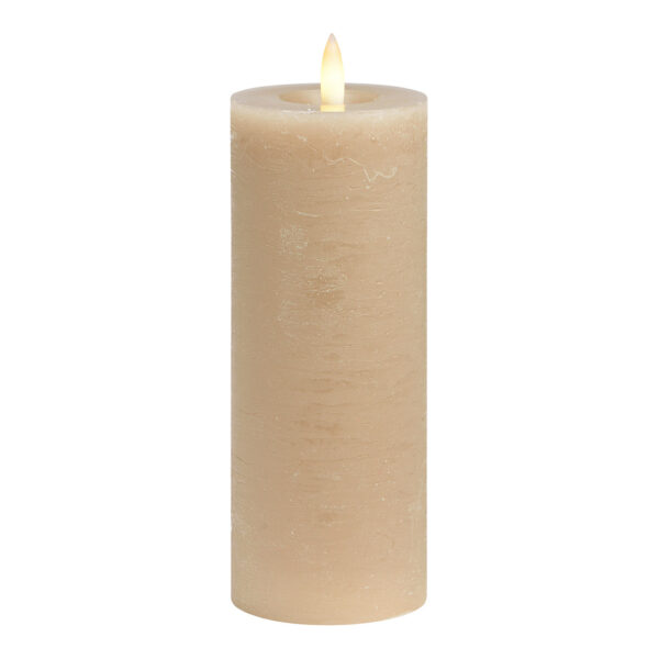 Vela LED beige, luz parpadeante, exclusiva 2xAAA de cera (An./Al./Pr.) 7x18x7cm